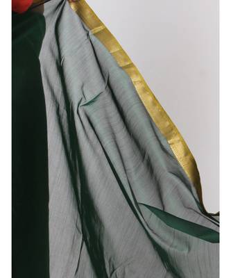 Suta Women Green  Gold-Toned Cotton Silk Saree 2