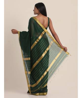Suta Women Green  Gold-Toned Cotton Silk Saree 5