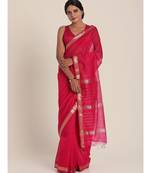Suta Pink  Gold-Toned Solid Maheshwari Silk Saree