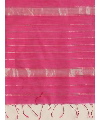 Suta Pink  Gold-Toned Solid Maheshwari Silk Saree 4