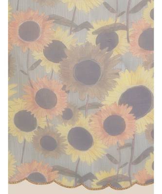 Suta Yellow  Black Floral Printed Organza Saree 4