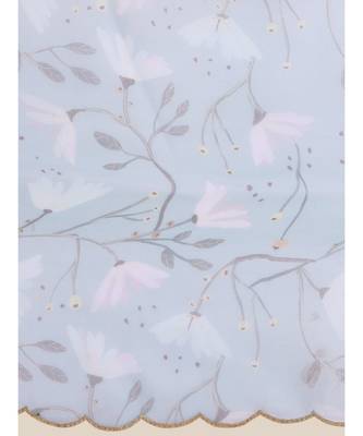 Suta Blue  Grey Floral Printed Organza Saree 4