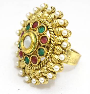 Multicolour Bridal Polki Ring 1