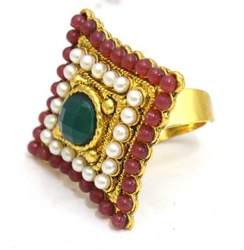Multicolour Bridal Polki Ring 1