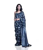 Suta Black  Silver-Toned Woven Design Pure Linen Jamdani Saree