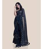 Suta Black  Golden Sequinned Pure Cotton Ruffled Saree