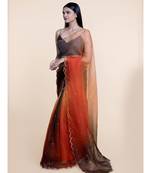 Suta Orange  Brown Organza Metal Sequine Ombre Saree