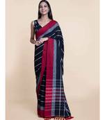 Suta Women Black And Grey Checkered Pure Cotton Saree