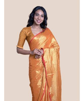 Suta Mustard Yellow Cotton Zari Saree 5
