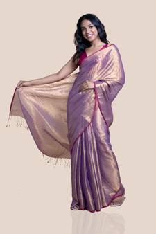 Suta Purple  Pink Zari Saree