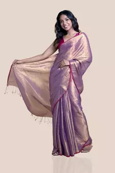 Suta Purple  Pink Zari Saree