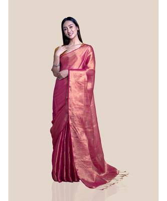 Suta Red  Gold Zari Saree 1