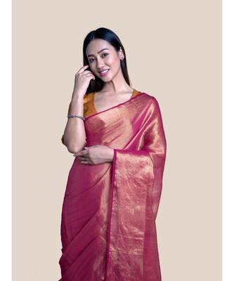 Suta Red  Gold Zari Saree 3