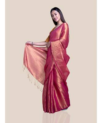 Suta Red  Gold Zari Saree 4