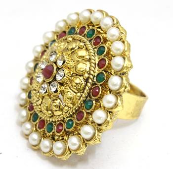 Multicolour Bridal Polki Ring 1