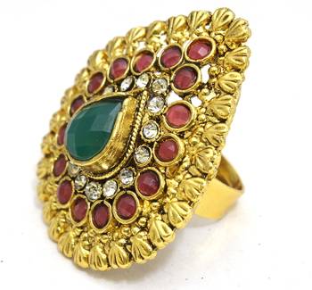Multicolour Bridal Polki Ring 1