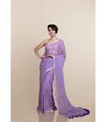 Suta Women Lavender Mul Cotton With Zari Border And Ghicha Pallu