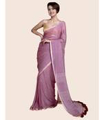 Suta Women Maroon Mul Cotton Saree With Zari Border And Ghicha Pallu