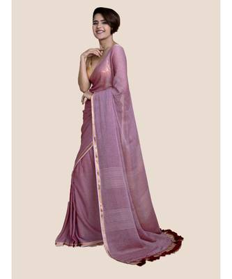 Suta Women Maroon Mul Cotton Saree With Zari Border And Ghicha Pallu 2