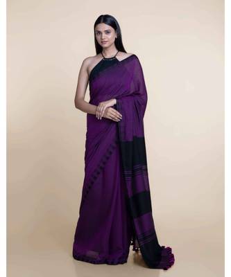 Suta Women Purple  Black Cotton Modal Saree 2