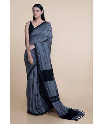 Suta Grey  Black Printed Saree 1