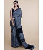 Suta Grey  Black Printed Saree