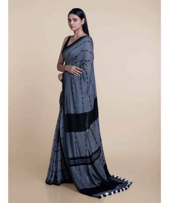 Suta Grey  Black Printed Saree 4