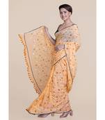Suta Women Orange Screen Printed Halloween Saree