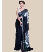 Suta Women Black And White Screen Printed Cotton Modal Saree