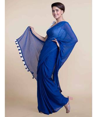 Suta Blue Pure Mul Cotton Saree 3