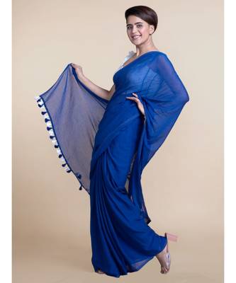 Suta Blue Pure Mul Cotton Saree 4