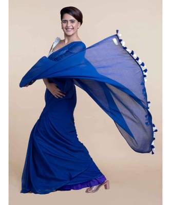 Suta Blue Pure Mul Cotton Saree 5