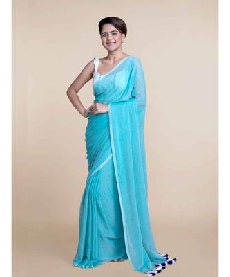Suta Light Blue Cotton Modal Saree 1