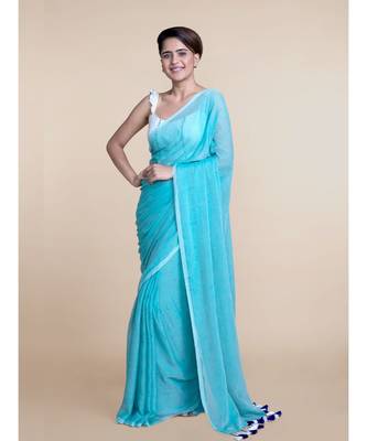 Suta Light Blue Cotton Modal Saree 2
