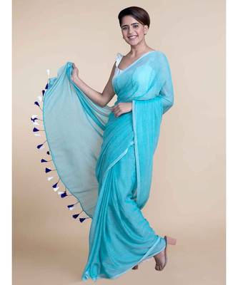 Suta Light Blue Cotton Modal Saree 3