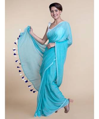 Suta Light Blue Cotton Modal Saree 4