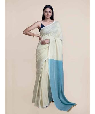 Suta Women Yellow And Grey Mul Cotton Saree 3