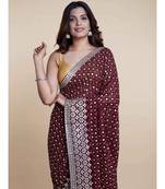Suta Maroon  Silver Embellished Saree