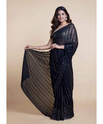 Suta Black  Silver Embellished Saree 1