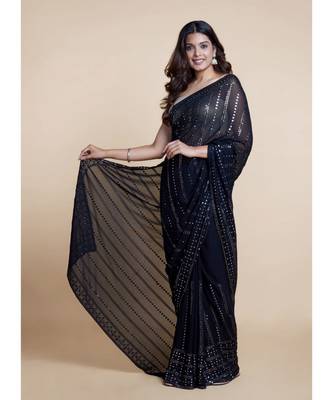 Suta Black  Silver Embellished Saree 2