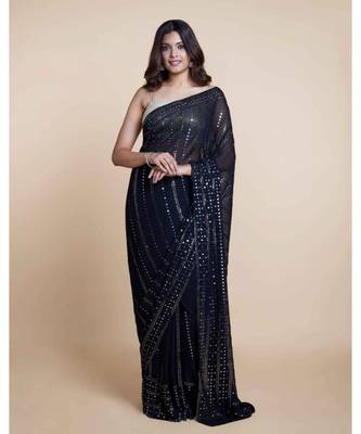 Suta Black  Silver Embellished Saree 3