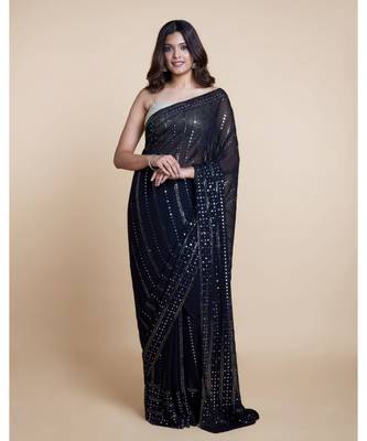 Suta Black  Silver Embellished Saree 4