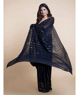 Suta Black  Silver Embellished Saree 5