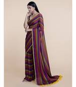 Suta Women Multicolored Mul Cotton Zari Saree With Yellow Tassel