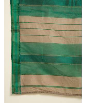 Suta Brown  Green Zari Silk Cotton Maheshwari Saree 2