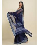 Suta Blue  Grey Silk Cotton Saree