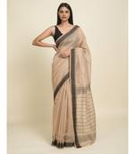 Suta Beige  Black Silk Cotton Saree