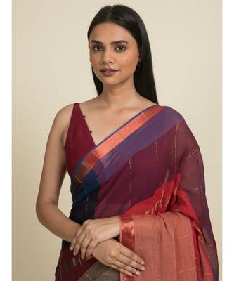 Suta Multicolour Plaid Mul Cotton Saree 3