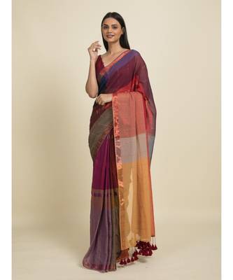 Suta Multicolour Plaid Mul Cotton Saree 4