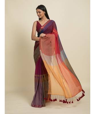 Suta Multicolour Plaid Mul Cotton Saree 5